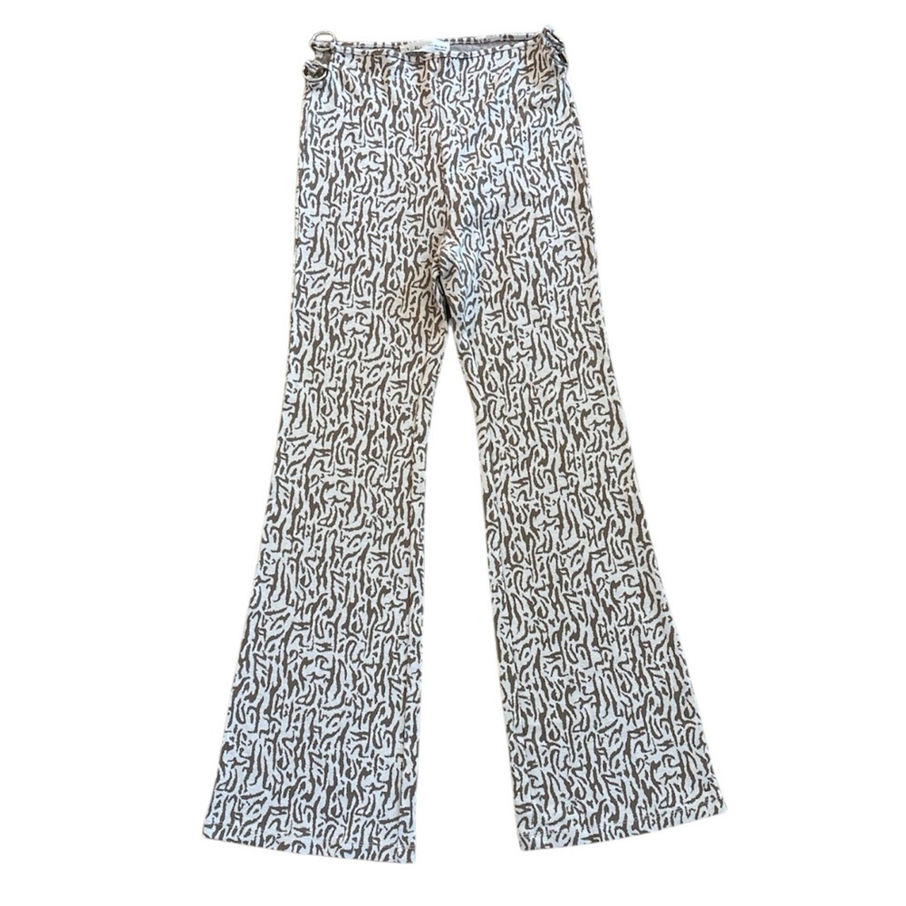Elodie Ring Side Cutout Flare Geometric Earth Toned Stretch Pants 0117